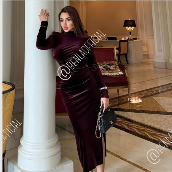 NWT ZARA DRAPED VELVET DRESS ZWβCOLLECTION burgundy - Picture 8 of 13